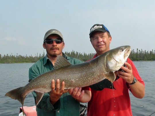 Germain Bourque (right) with Lake Trout at North Knife Lake Lodge