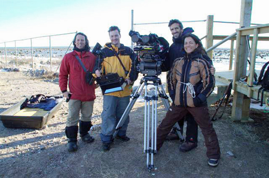 Polar Bear Movie Film Crew: L to R Andy MacPherson, Stewart Mayer, Adam Ravetch, Indy Saini