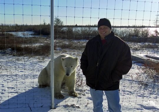 Nolan Booth with Polar Bear at Dymond Lake Lodge