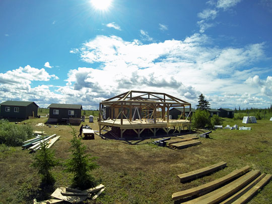 Nanuk Polar Bear Lodge. Timber-frame lounge/dining room construction well on its way!