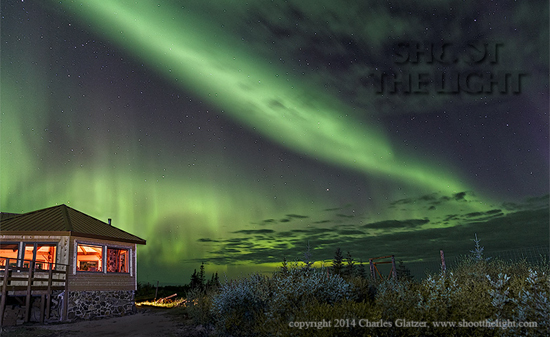 Northern lights at Nanuk Polar Bear Lodge. Charles Glatzer photo.