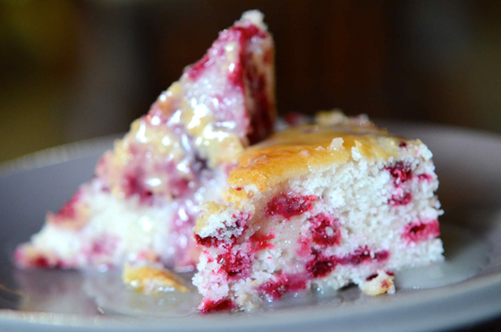 Wild Cranberry Cake with Butter Sauce