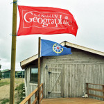 Flags flying at Nanuk Polar Bear Lodge.