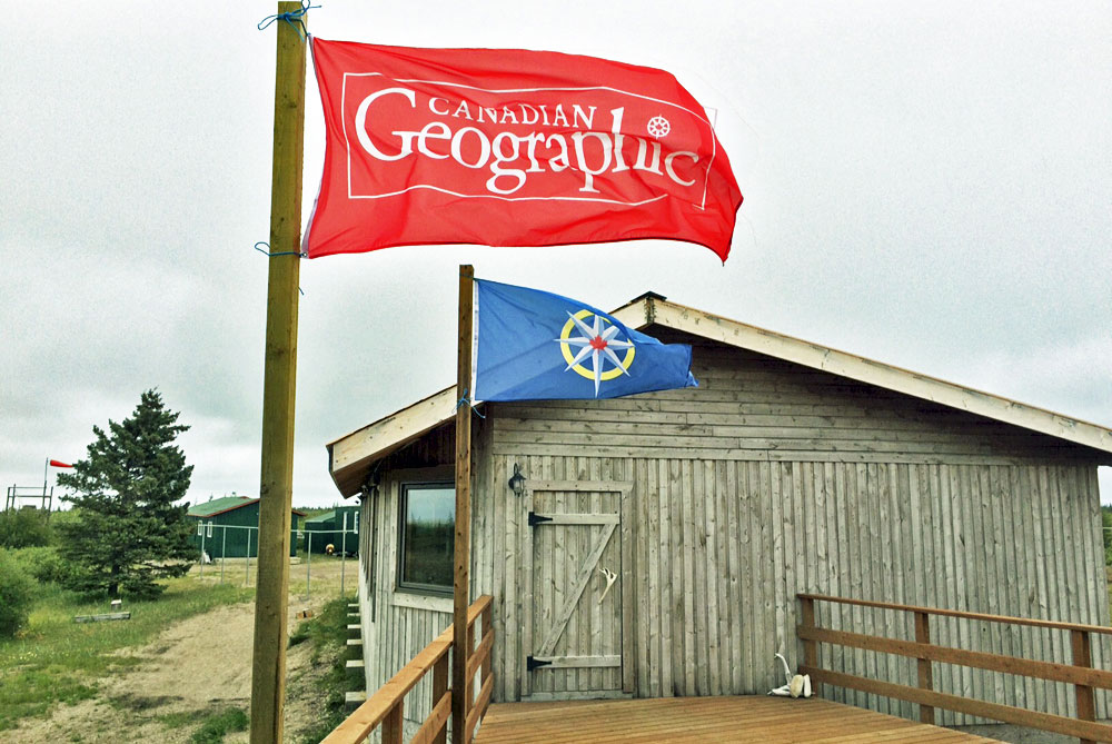 Flags flying at Nanuk Polar Bear Lodge.
