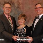 Churchill Wild co-owners Mike (left) and Jeanne Reimer receiving Adventure/Outdoors Award from David McKenna, President of Brewster Travel Canada, at the 2016 Canadian Tourism Awards. Photo courtesy of TIAC.