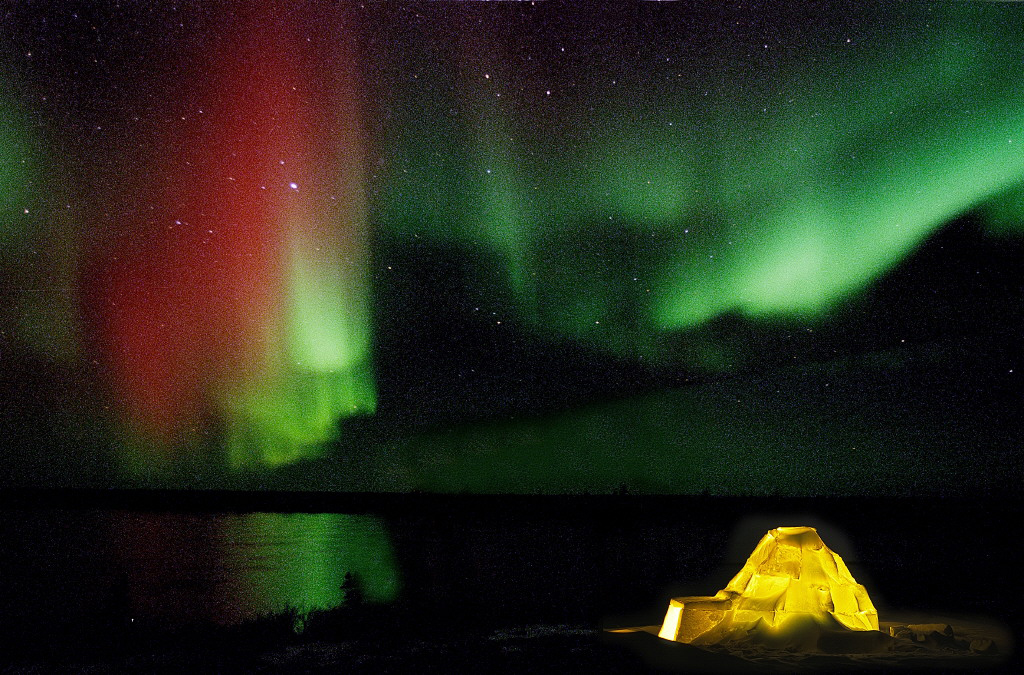 Red, green and yellow northern lights, Churchill Wild.