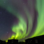 On the roof. Northern lights. Rod Kuo photo.