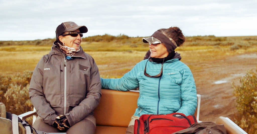 Lori Ginn and Tammy Lengyel enjoying polar bear country.