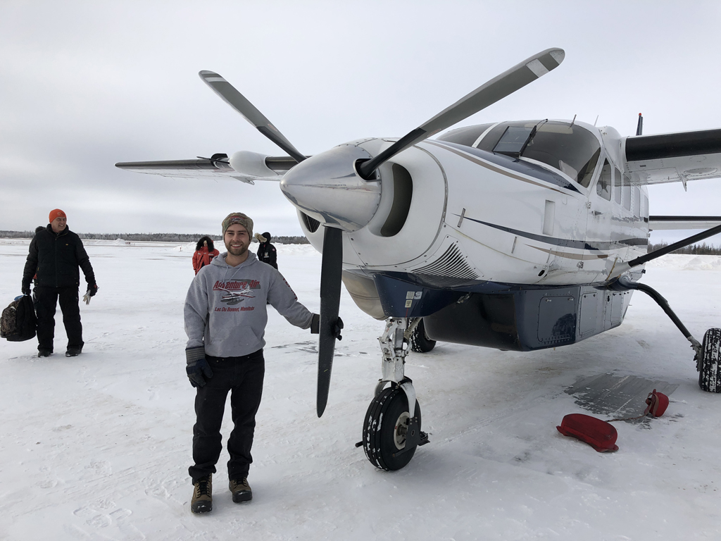 Bush pilot Jason Francoeur, who ferried us from Gillam to Nanuk Lodge, and pointed out several herds of caribou on the frozen lakes. 