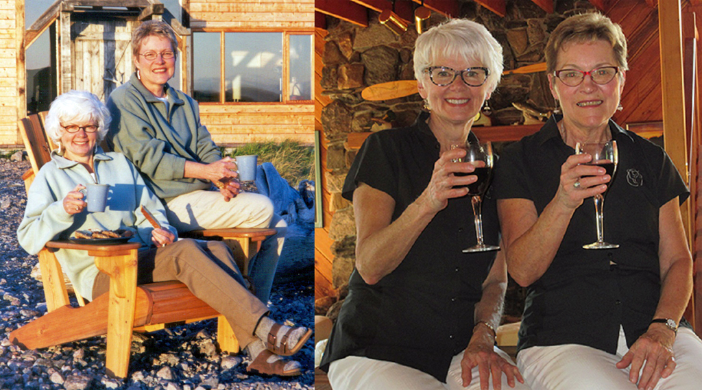 Blueberries and Polar Bears cookbook authors Helen Webber (left) and Marie Woolsey during the early days at Seal River Heritage Lodge (left) and recently at North Knife Lake Lodge.