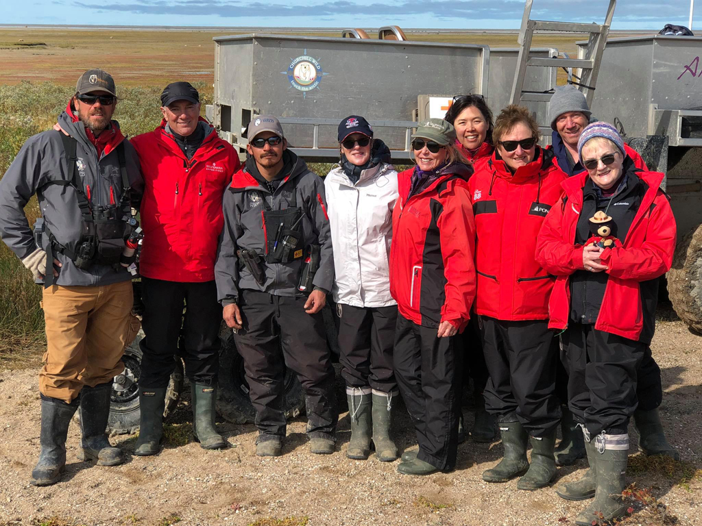 Dynie Sanderson (5th from right or left) with guides and fellow guests at Nanuk.