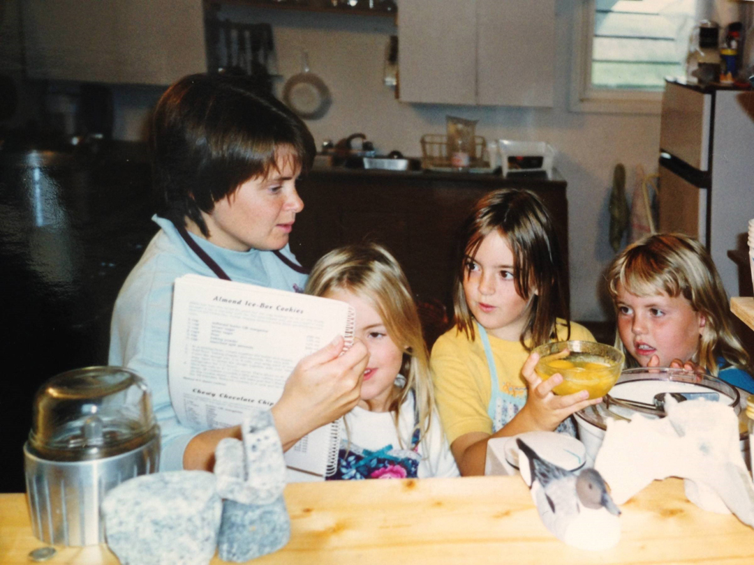 Early days at Churchill Wild. Jeanne Reimer and daughters in the kitchen.