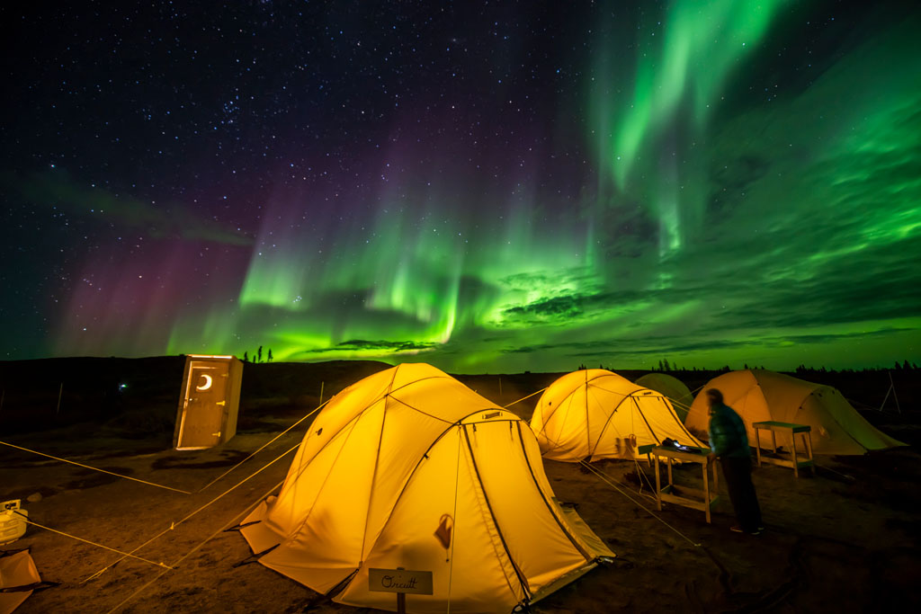 Northern lights over Tundra Camp on Churchill Wild's Arctic Safari. Jad Davenport photo