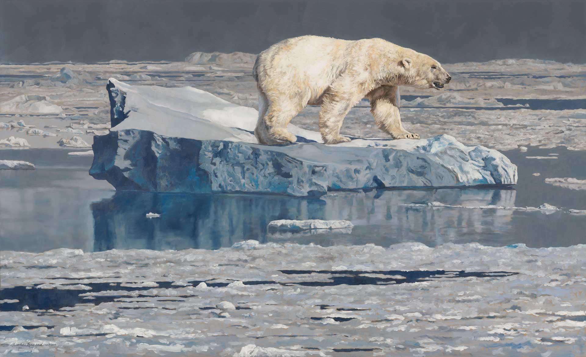 Ice Bear. Multiple award-winning original oil painting by Linda Besse. 