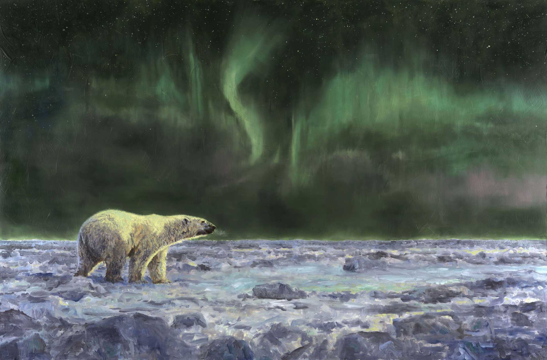 Arctic Wonder. Original oil painting by Linda Besse. Now owned by Doug and Helen Webber. 