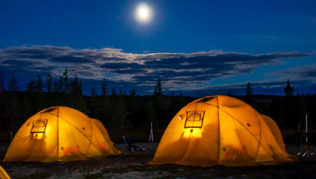 Moonrise. Tundra Camp. Arctic Safari. Jad Davenport photo.
