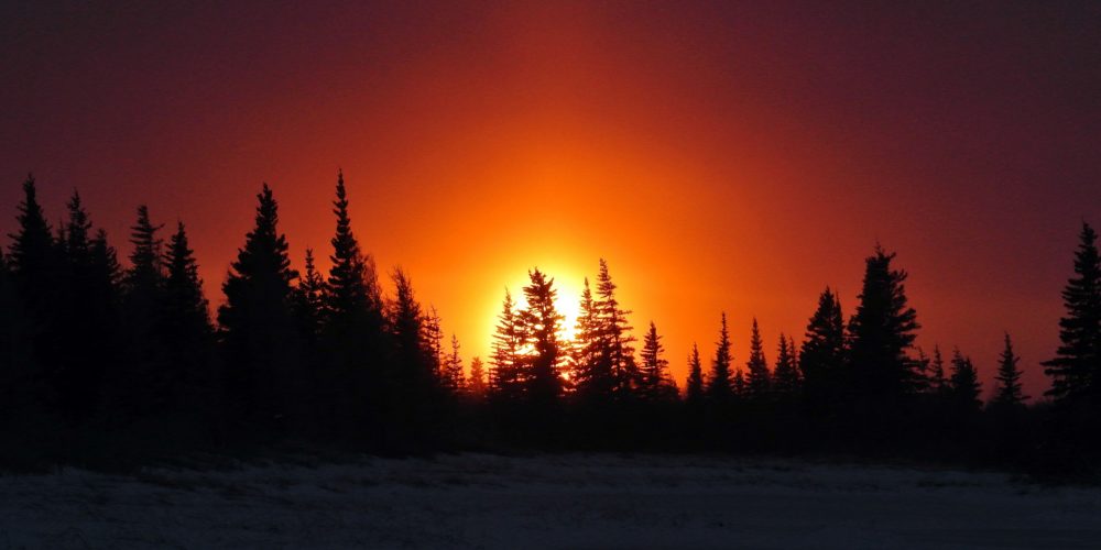 Fiery sunset. Nanuk Polar Bear Lodge.