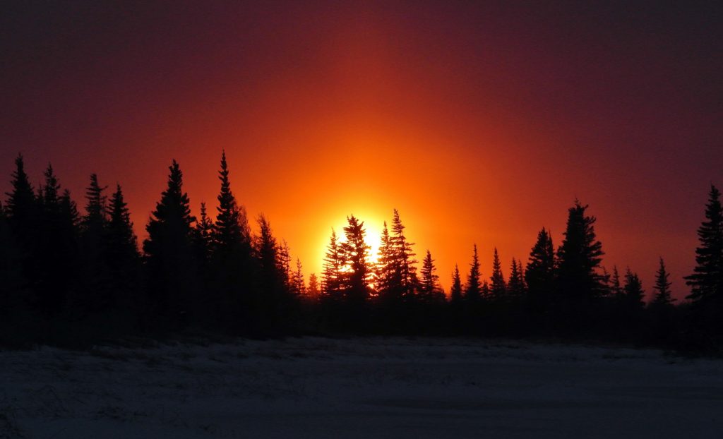 Fiery sunset. Nanuk Polar Bear Lodge.