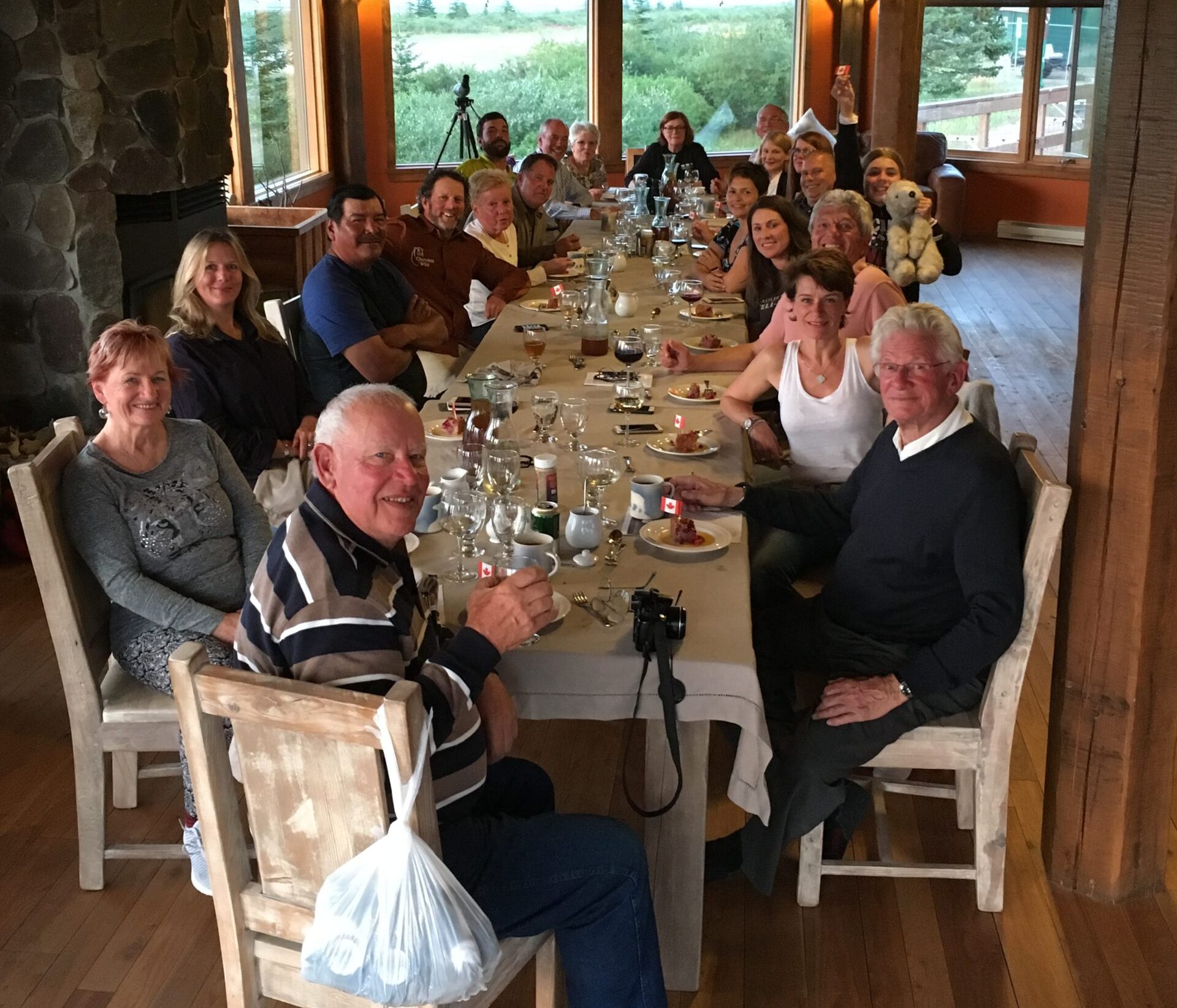 Group dinner at Nanuk Polar Bear Lodge.