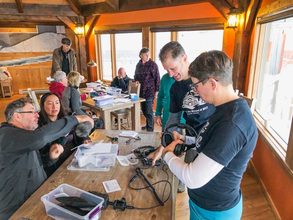 Citizen scientists collaborating at Nanuk Polar Bear Lodge. Jad Davenport photo.