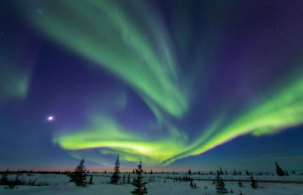 Aurora dance. Nanuk Polar Bear Lodge. Marcus Grossman photo.