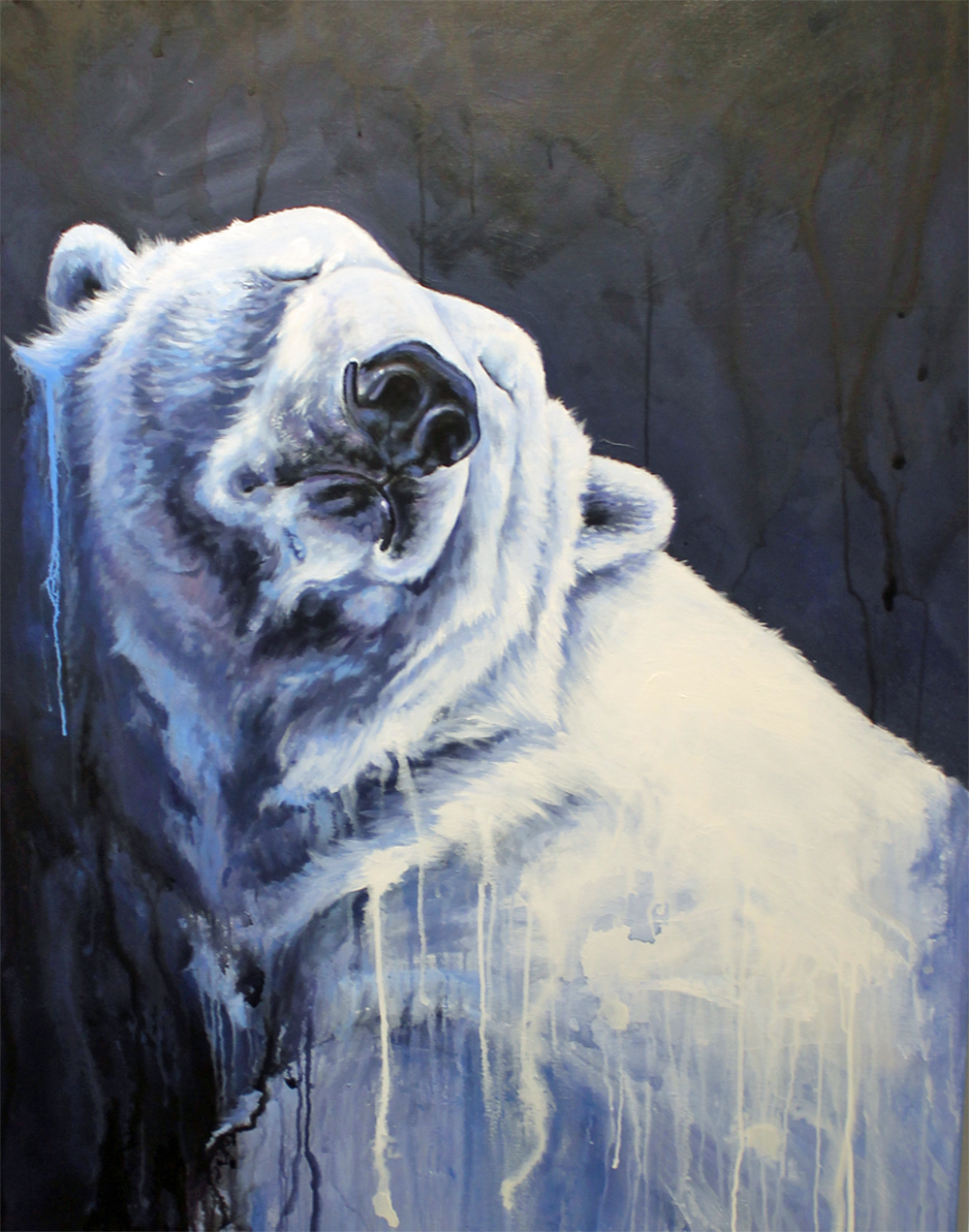 Greta the polar bear. Original painting by Winnipeg artist Kal Barteski.