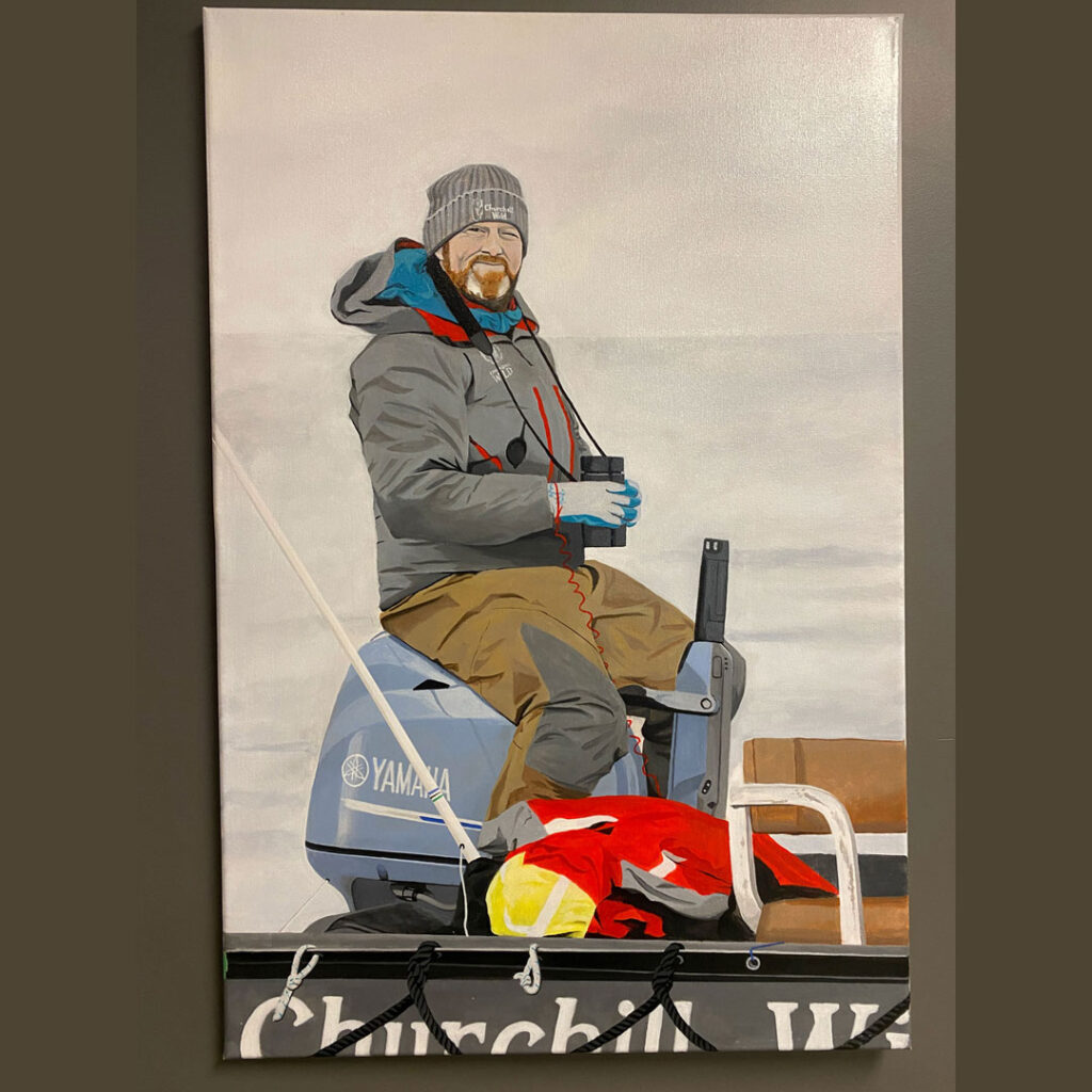 Andy MacPherson. Painting by Indigenous artist Jedrick Thorassie of Tadoule Lake.