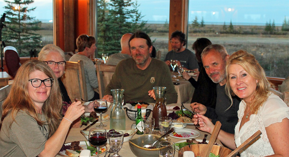 Guests enjoying the new dining room at Nanuk Polar Bear Lodge.