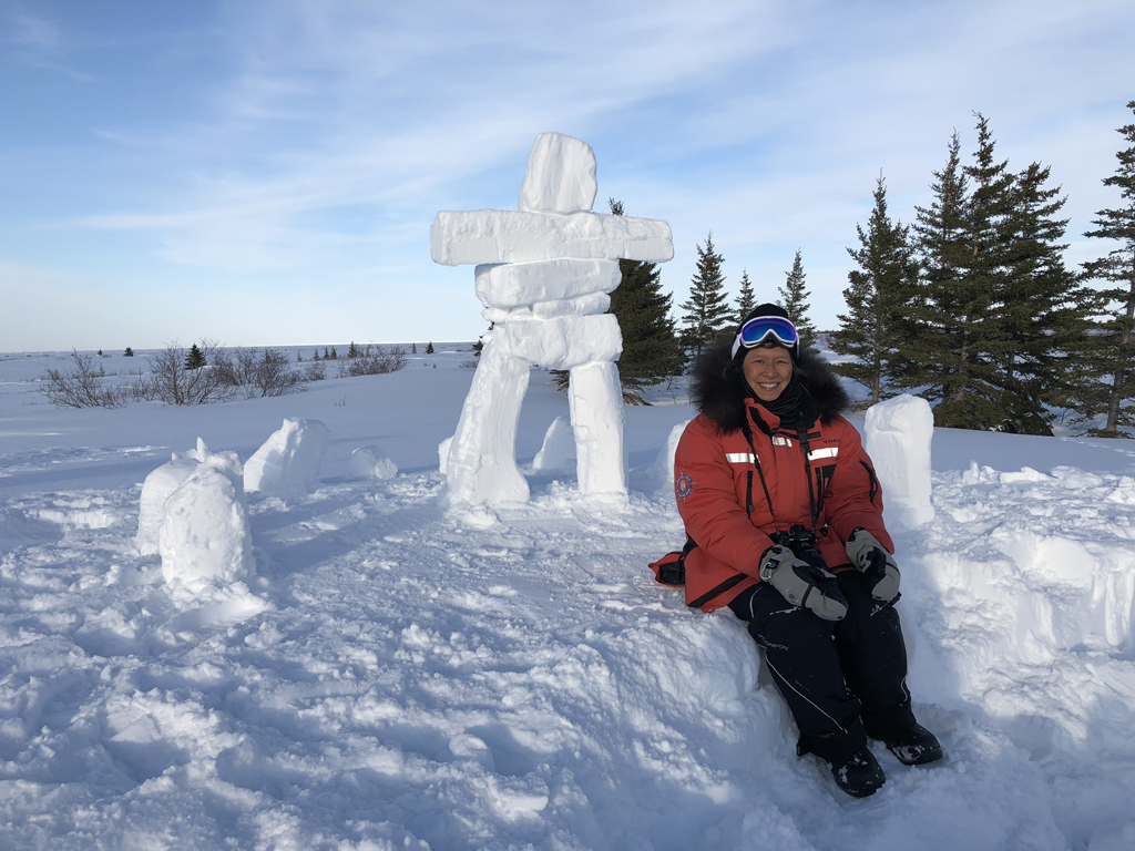 Dr. Virginia Huang on the Nanuk Emergence Quest at Nanuk Polar Bear Lodge.