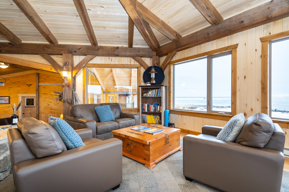 New timber frame lounge at Seal River Heritage Lodge. Scott Zielke photo.