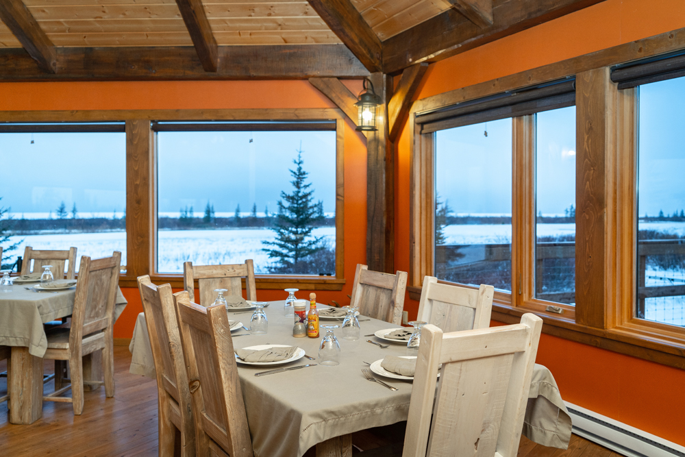 A picture window view from the new dining room at Nanuk Polar Bear Lodge in 2013.
