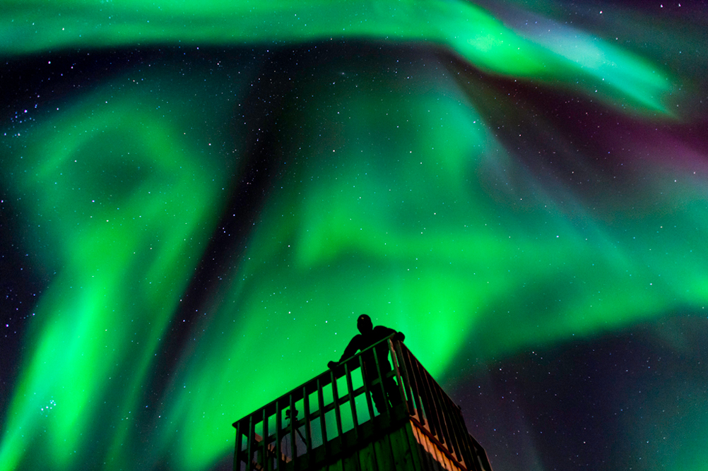 Northern lights from the viewing tower at Seal River Heritage Lodge. Dennis Fast photo.