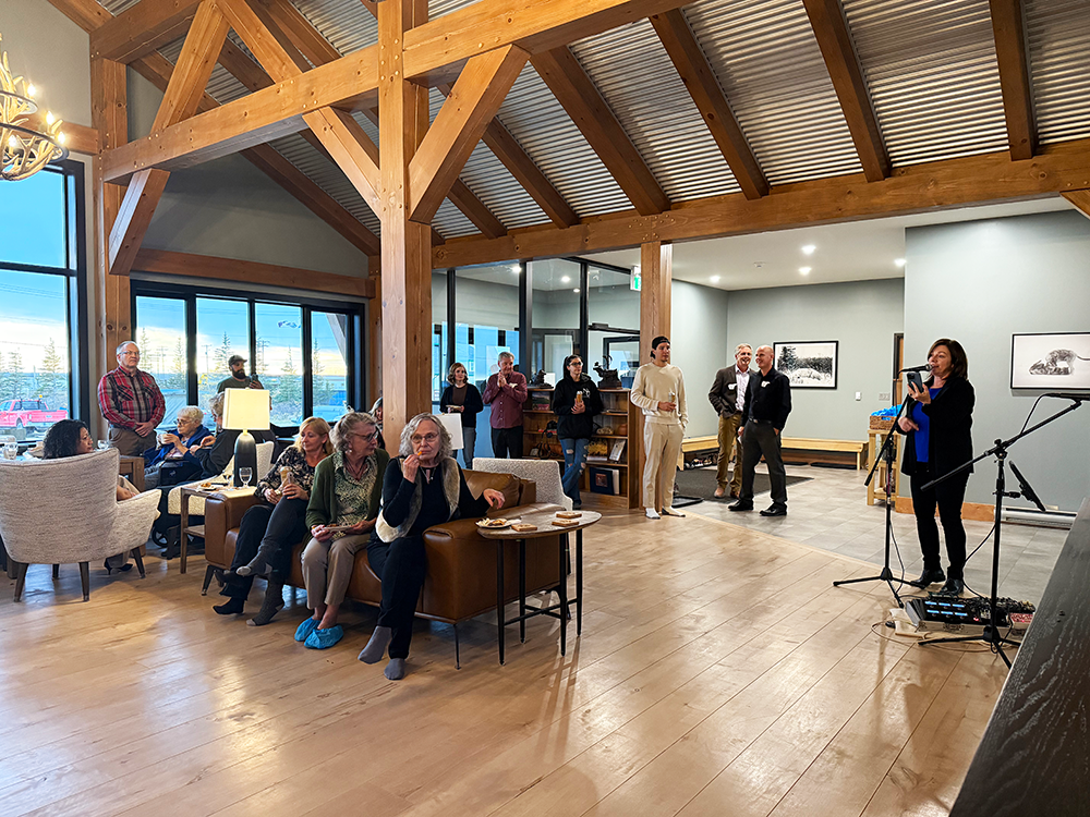 Jackie Storry speaking at Blueberry Inn Grand Opening