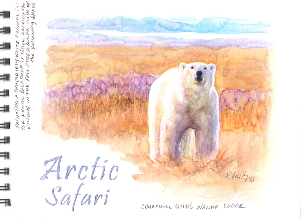 Polar bear portrait. Nanuk Polar Bear Lodge. Painting by Peg Gerrity.