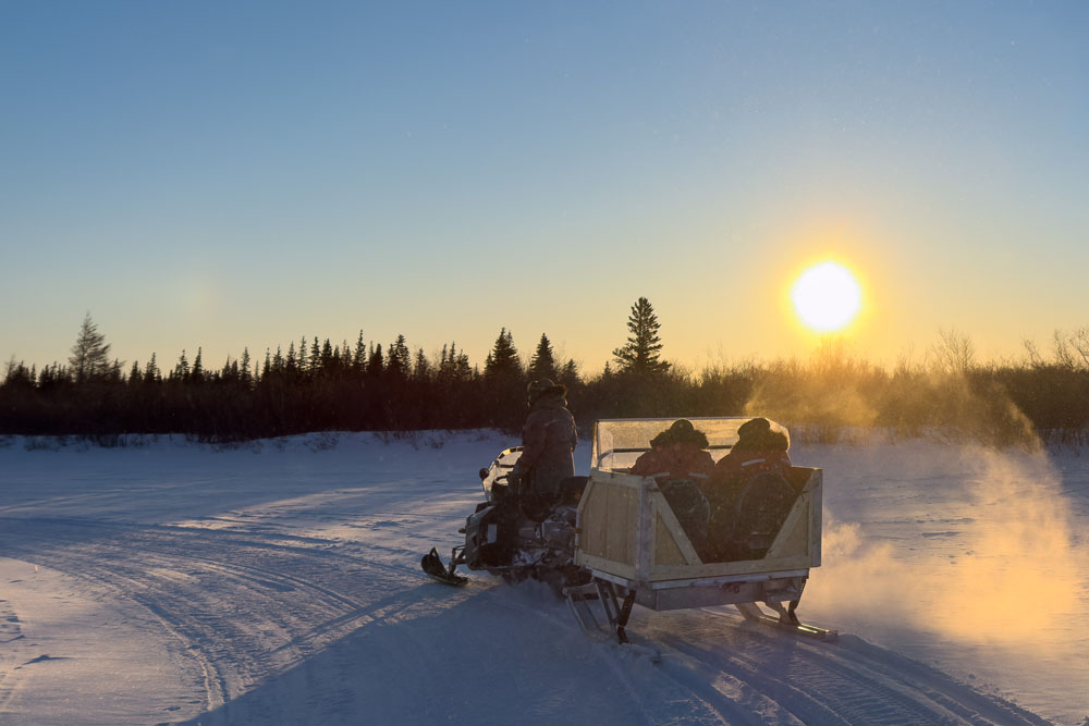 In search of polar bears at Nanuk Polar Bear Lodge. Christoph Jansen / ArcticWild.net photo.