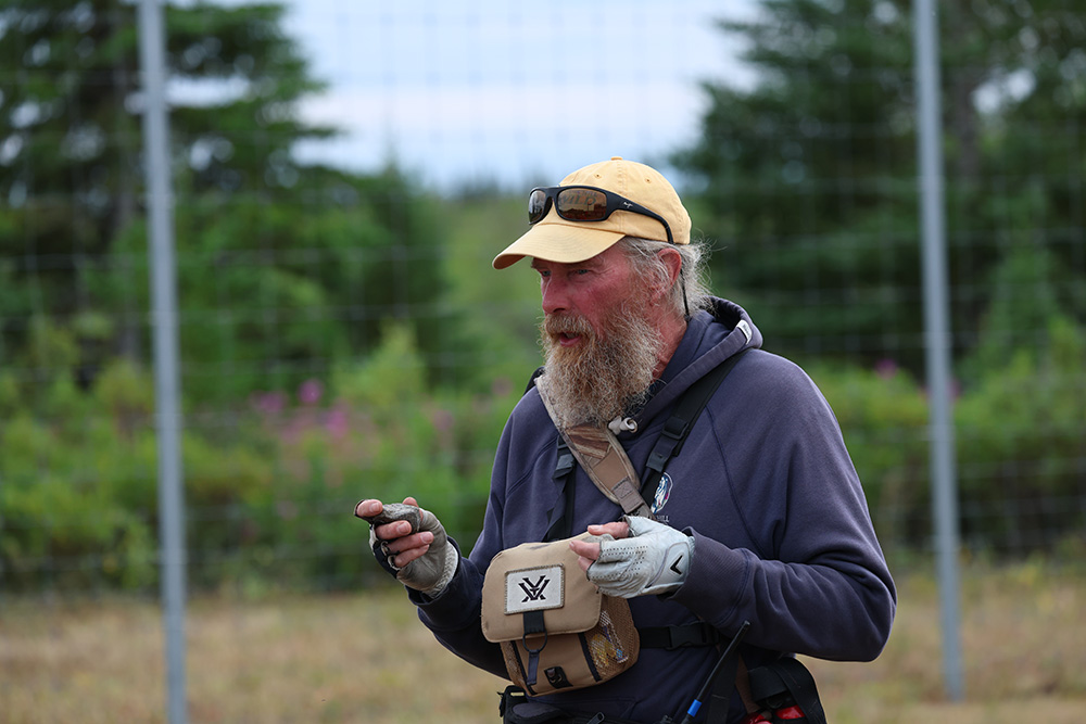 Terry Elliott giving guests the safety talk at Nanuk. Priscilla Downey photo.
