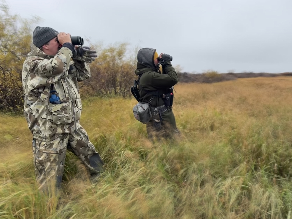Guides glassing for polar bears at Nanuk Polar Bear Lodge. Eric Wichems photo.