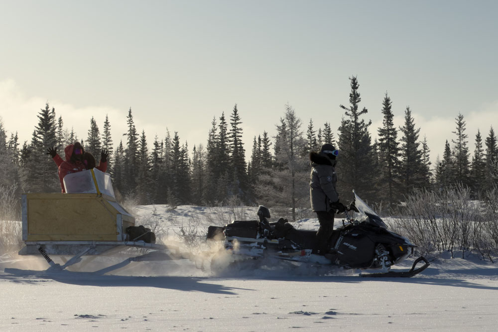 Flying on the komatic at Nanuk Polar Bear Lodge. Christoph Jansen / ArcticWild.net photo.
