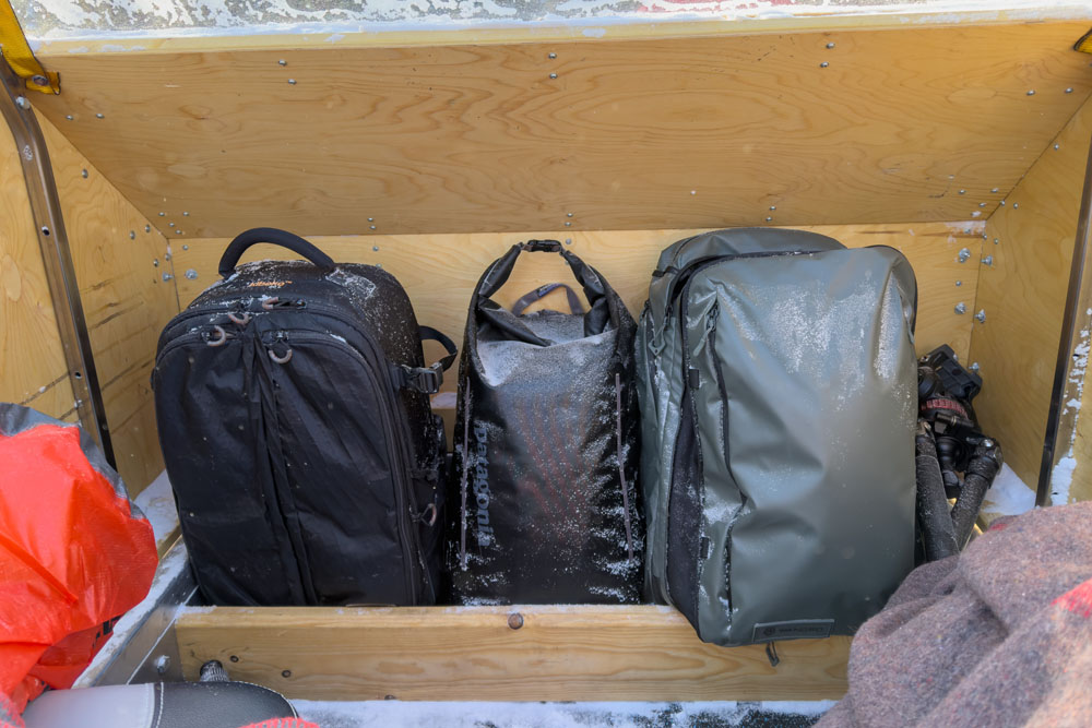 Luggage ready for a day in the field at Nanuk Polar Bear Lodge. Christoph Jansen / ArcticWild.net
