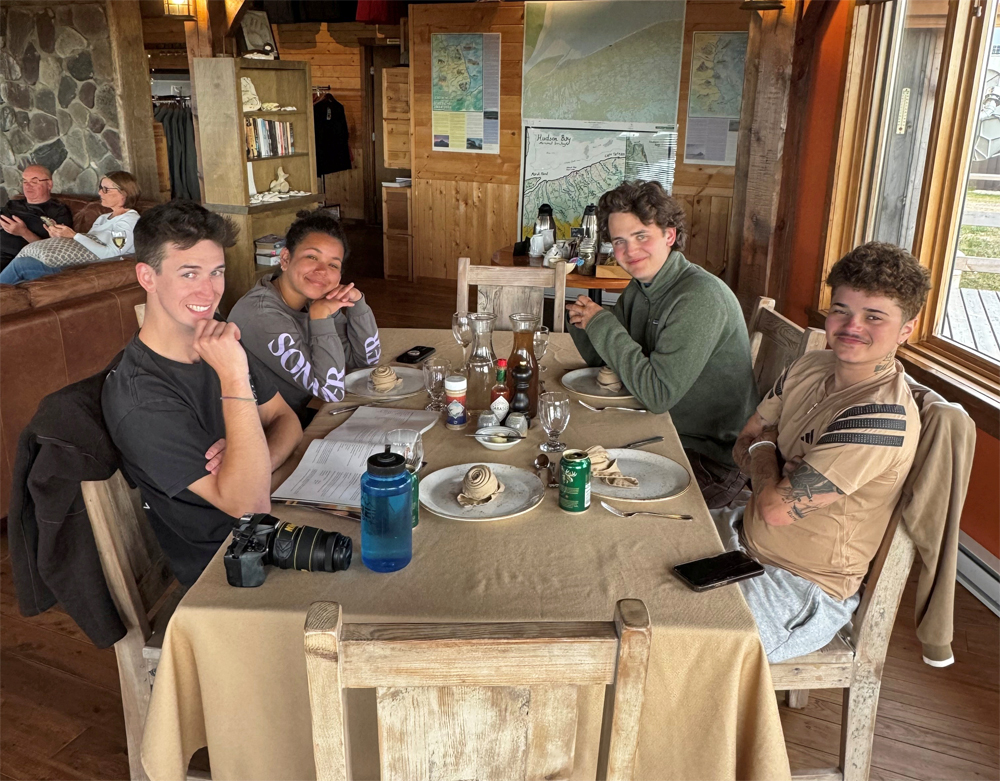 The boys (and girl) at Nanuk. David on the front left, Alex on the front right, Shannon on the back left, John on the back right. 