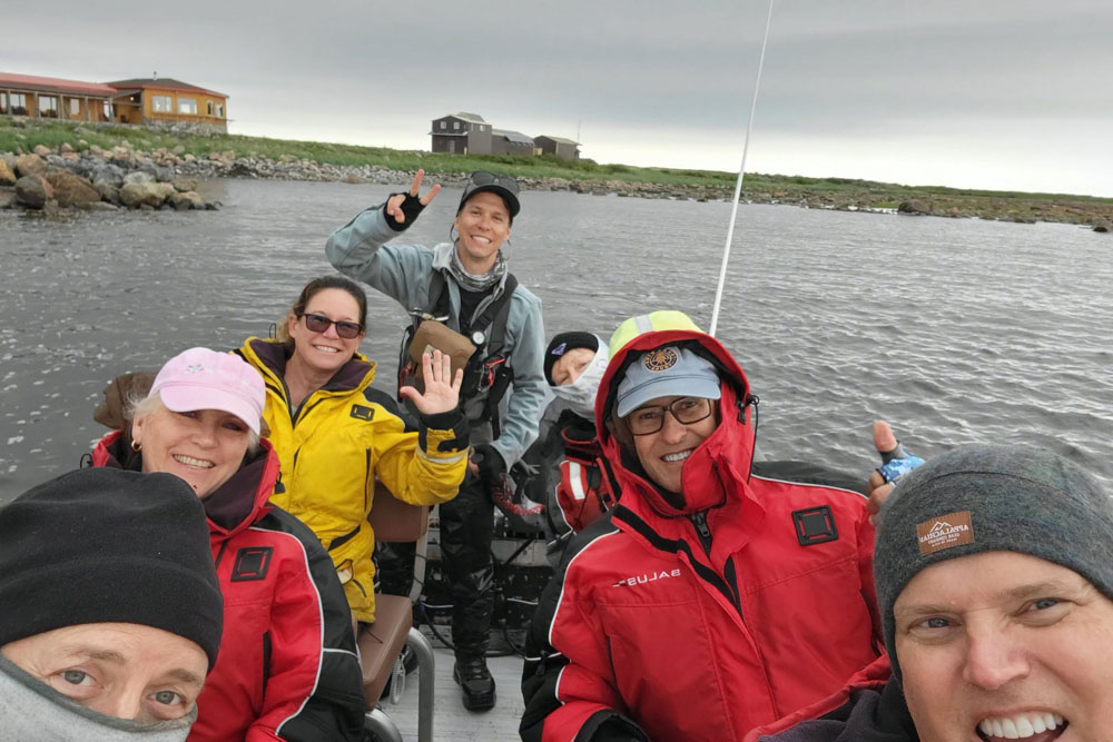 Well hi there! Guests having fun on beluga whale excursion at Seal River Heritage Lodge. Scott Sugarbaker photo.